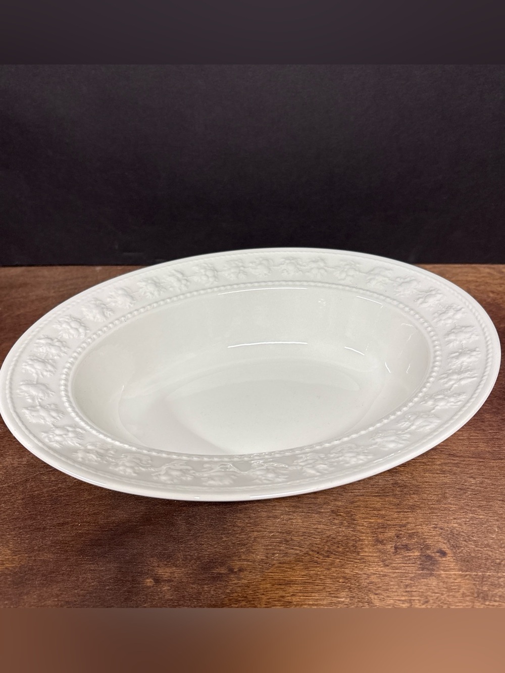Wedgwood White Embossed Ceramic Serving Bowl